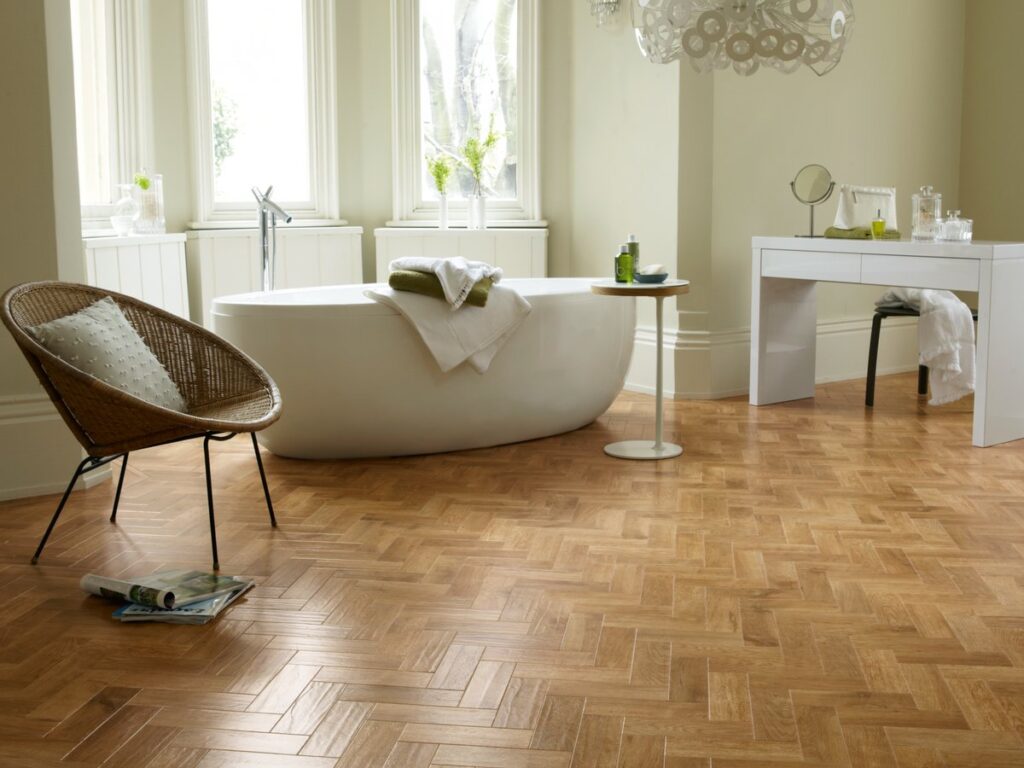 Engineered wooden flooring, herringbone design